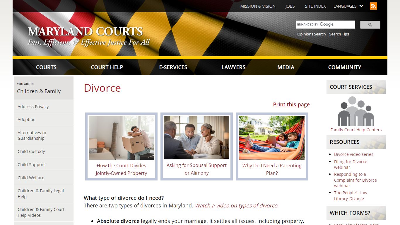 Divorce | Maryland Courts